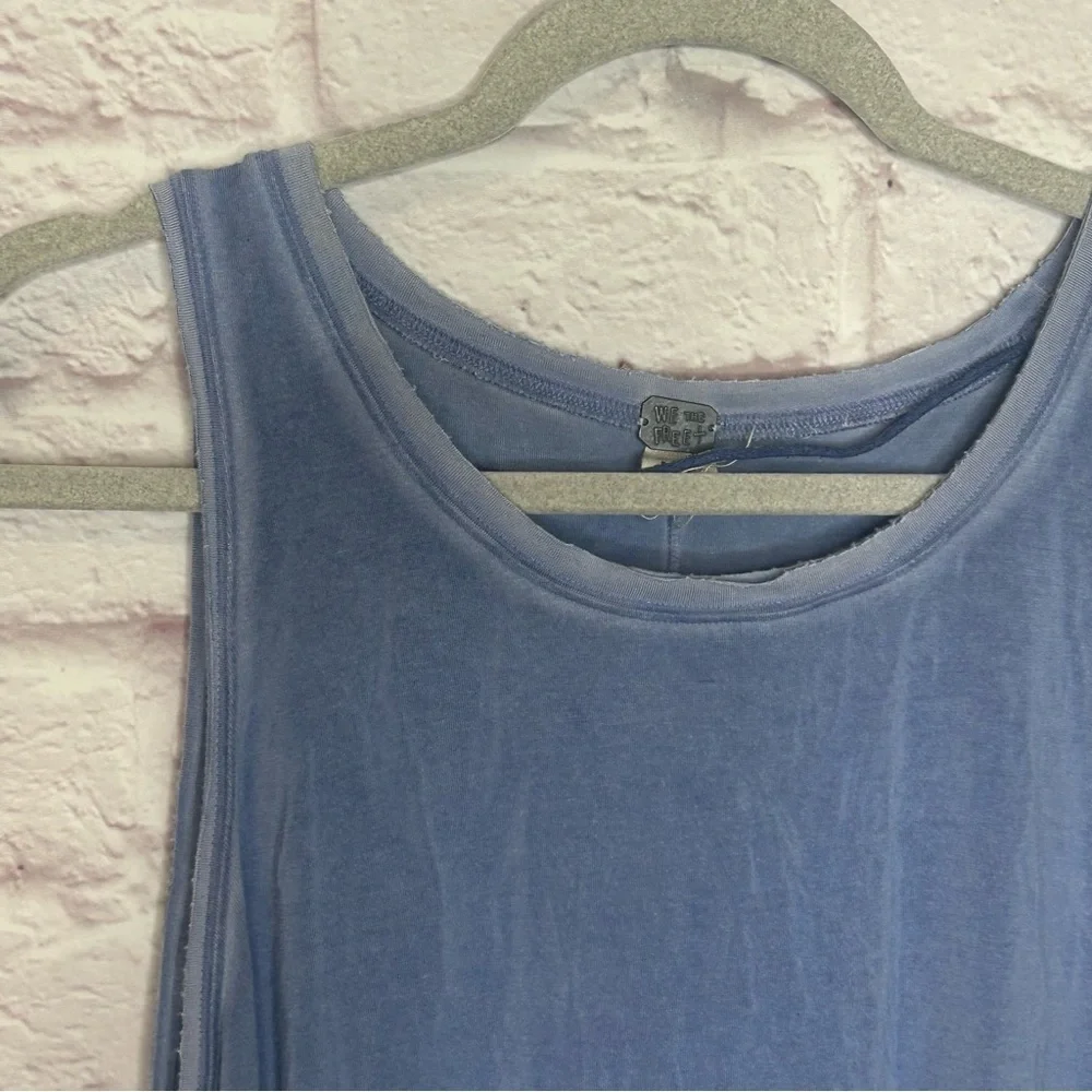 Free People Blue Dropped Arm Hole Little Rock Tank Top